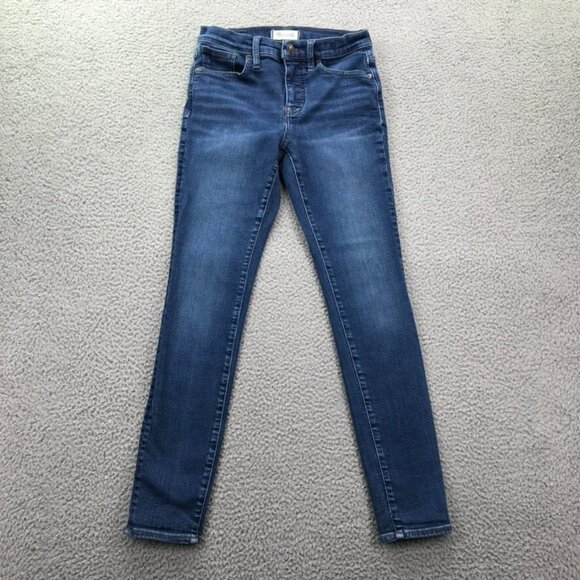 MADEWELL Womens Size 26 Medium Wash 9" Mid Rise Skinny Stretch Denim Jeans - Picture 1 of 16